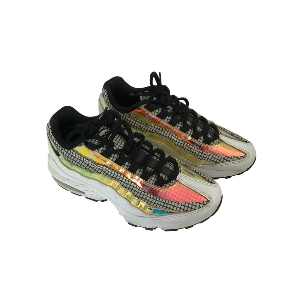 Nike Air Max 95 LV8 Iridescent Grid Sneakers White Black Unisex Youth 6Y Blue